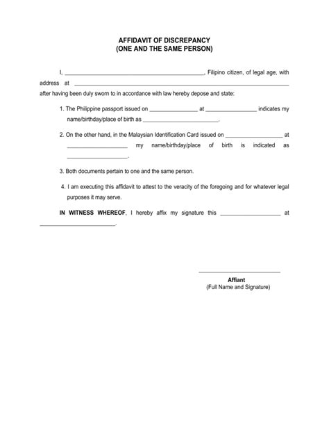 affidavit of discrepancy price